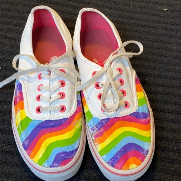 Vans Shoes - Vans Unisex painted rainbow sneakers M 5.5 W 7
